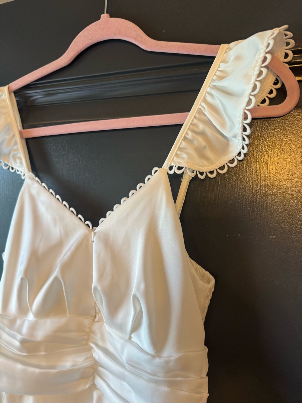 Altar’d State White Satin Flutter Sleeve Romper Size Large EUC - Picture 4 of 10
